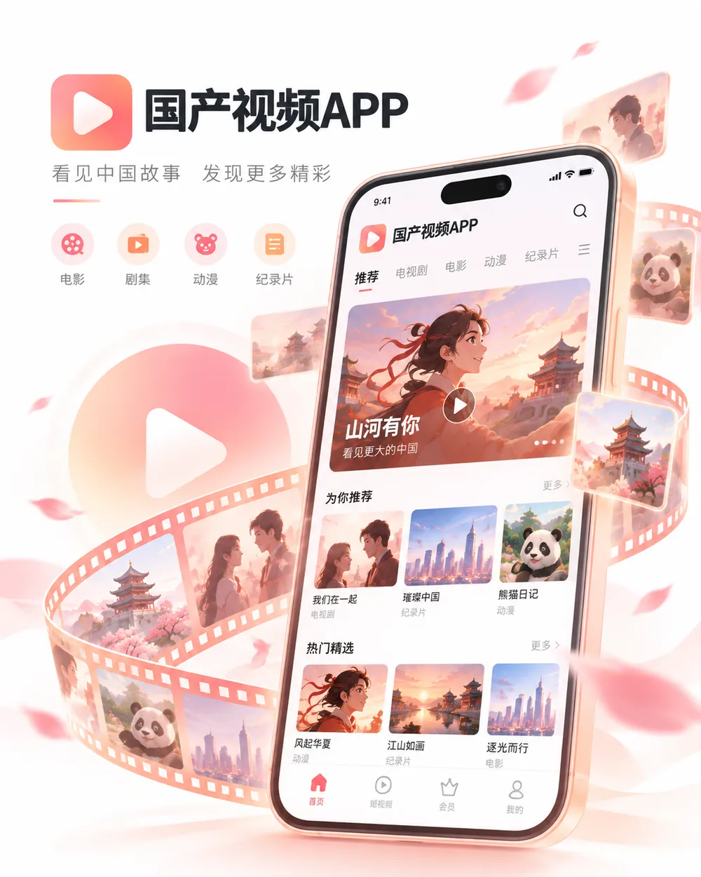国产视频APP界面示意